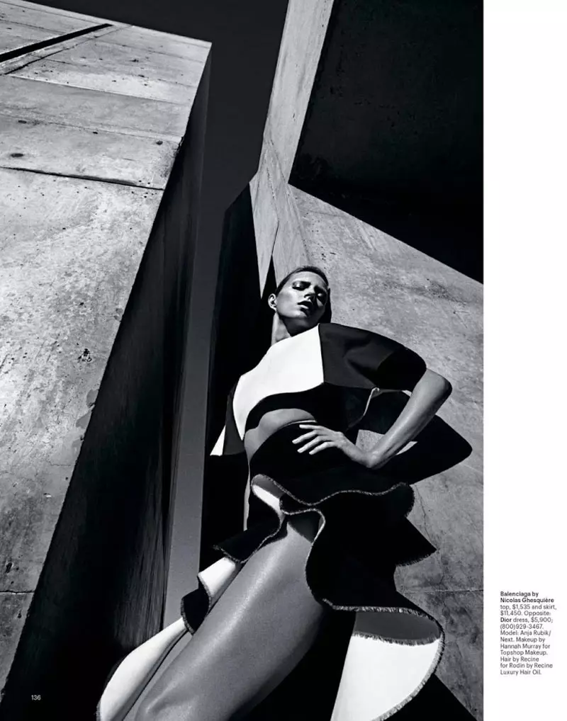 Anja Rubik Models Sleek Looks for T Magazine Spring 2013 by Mario Sorrenti