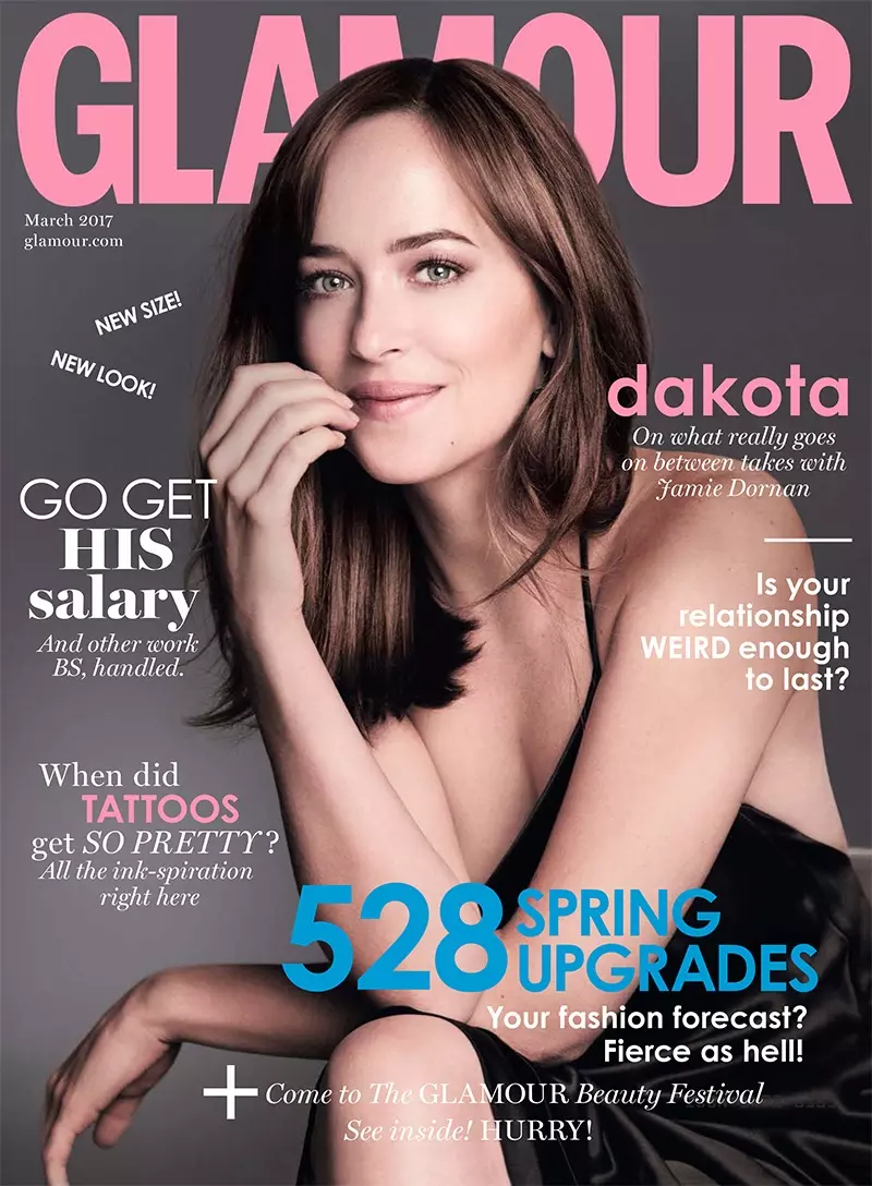 Dakota Johnson op Glamour UK maart 2017 Cover