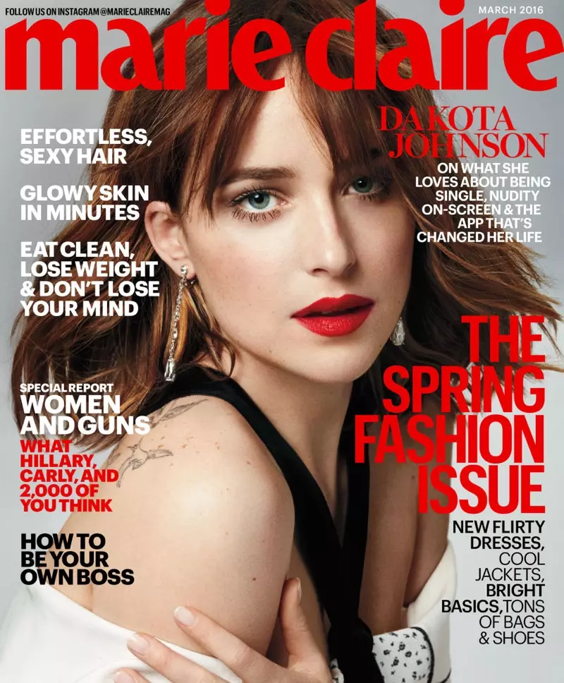 Dakota Johnson ant Marie Claire March 2016 viršelio