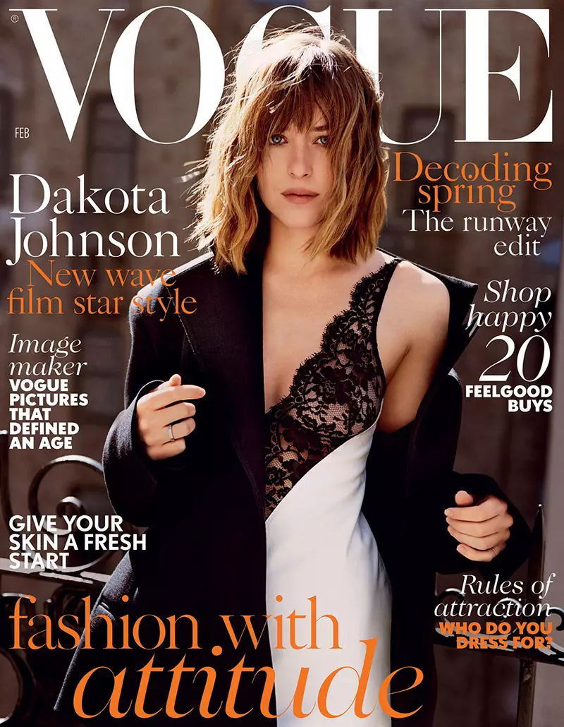 Dakota Johnson Vogue UK 2016 წლის თებერვლის ყდა