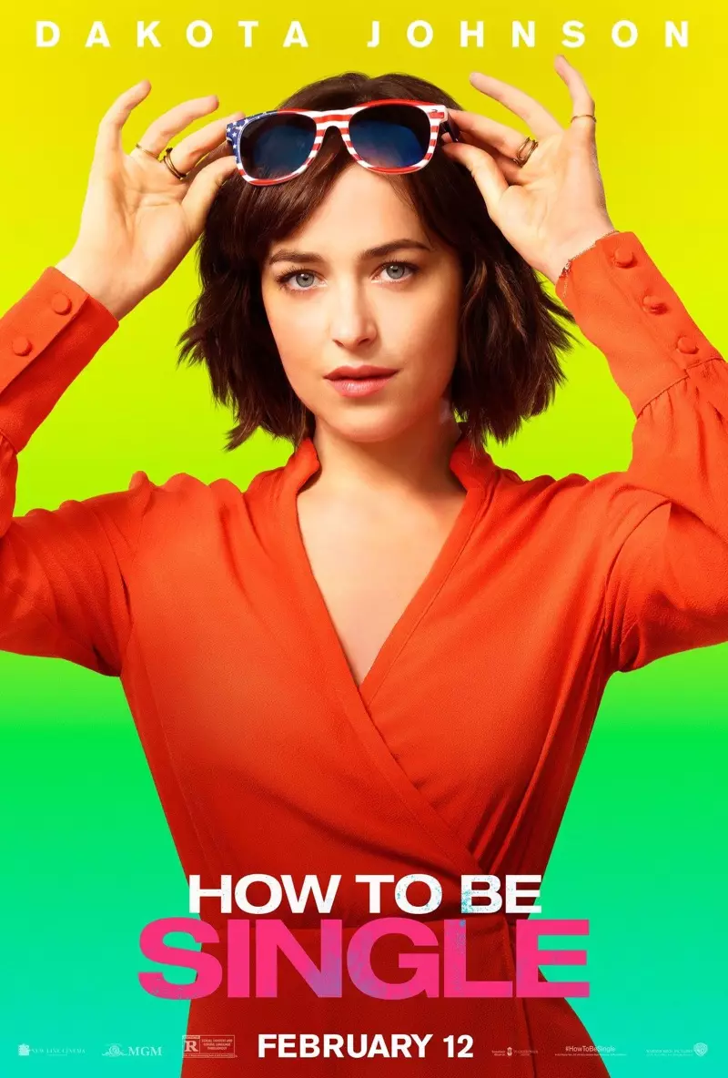 Dakota Johnson mbintangi poster How To Be Single. Film komedi iki bakal dirilis ing Februari 2016.