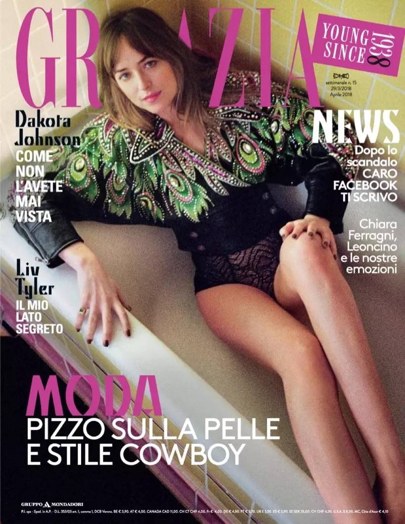 Dakota Johnson oo ku taal Grazia Italy Maarso 29, 2018 Daboolka