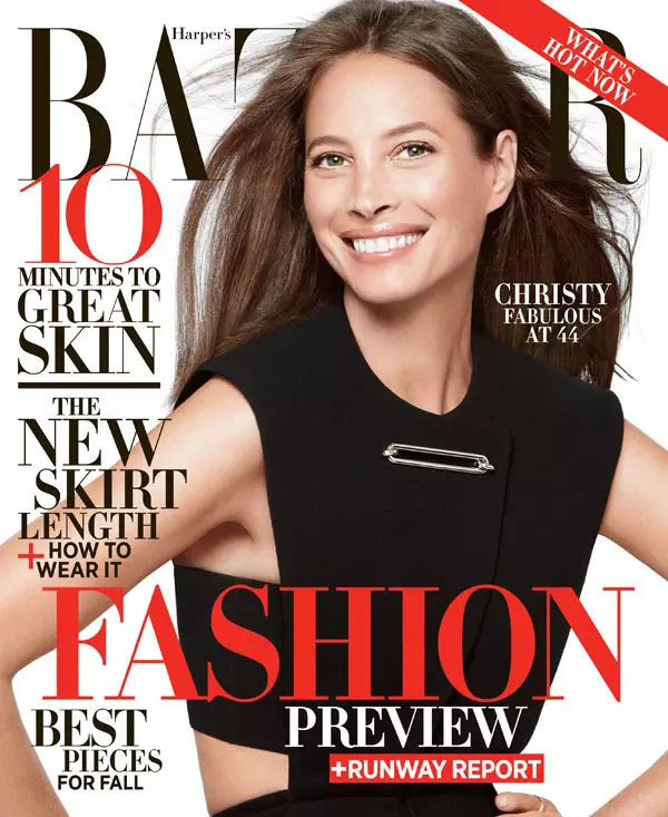 Christy Turlington béntang dina Harper urang Bazaar Juni / Juli 2013 panutup