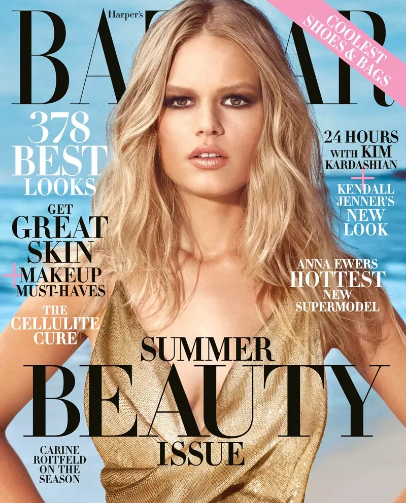 Béntang Anna Ewers dina panutup Méi 2015 tina Harper's Bazaar