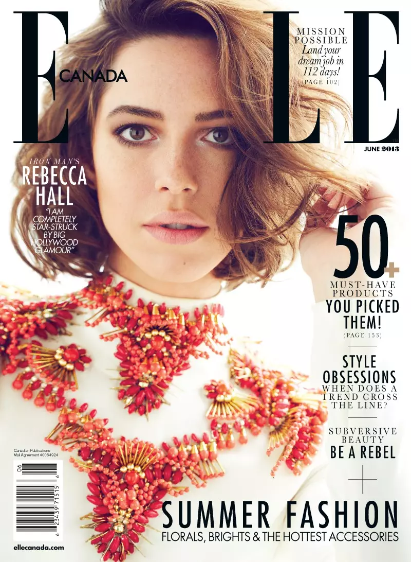 Rebecca Hall Stars ໃນ Elle Canada ຂອງເດືອນມິຖຸນາ 2013 Cover Shoot ໂດຍ Max Abadian