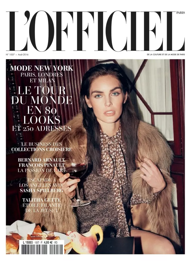 Hilary Rhoda „L'Officiel Paris“ 2016 m. liepos–rugpjūčio mėn. viršelyje