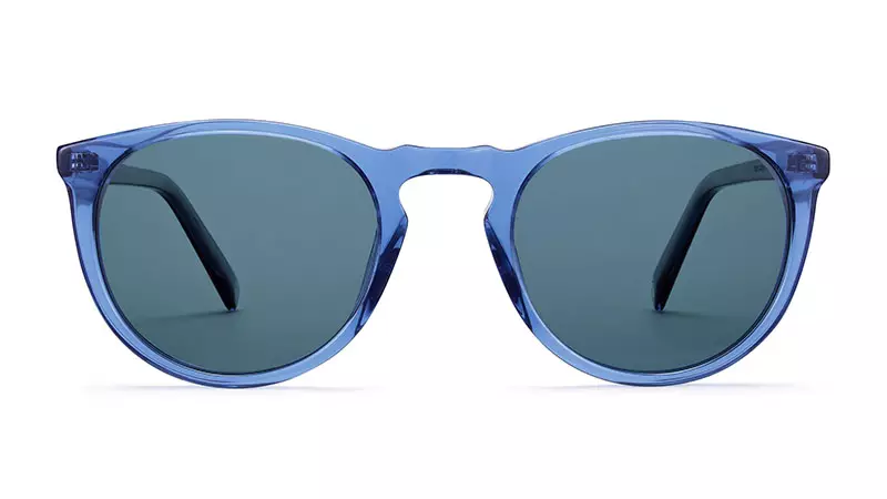 Nuċċalijiet tax-xemx Warby Parker Haskell f'Oxford Blue Crystal b'Lentijiet Blu Classic $95