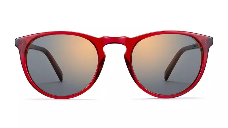 Kacamata Hitam Warby Parker Haskell di Ruby dengan Lensa Perunggu Bercermin Flash $95