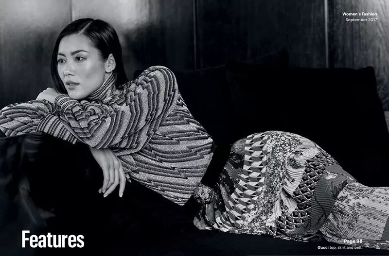 Liu Wen omhels slanke en moderne style vir T Magazine Singapore