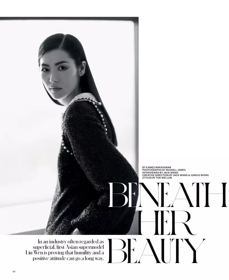 Liu Wen sprejema elegantne in moderne sloge za T Magazine Singapur