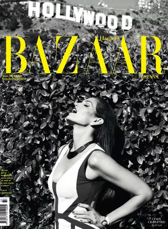 Синди Кроуфорд Испаниядағы Harper's Bazaar фильмінде ойнайды, 2013 жылдың маусымы Наги Сакай түсірген мұқаба