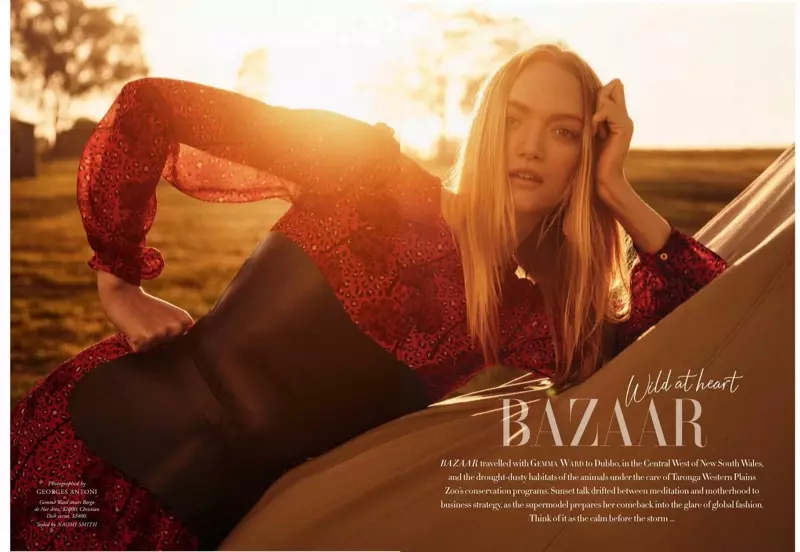 Gemma Ward ji bo Harper's Bazaar Australya cil û bergên spehî model dike