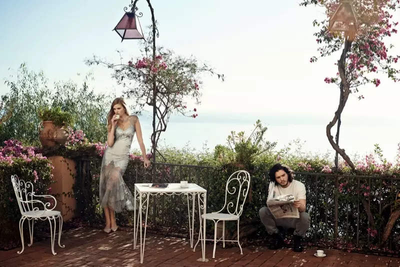 Lara Stone + Kit Harington, Piter Lindbergiň “Vogue” ýaýramagy üçin amatly