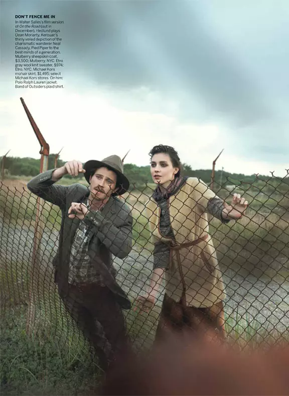 Кати Нешер и Гарет Хедлунд поеха по пътя за Питър Линдбърг във Vogue US октомври 2012 г.