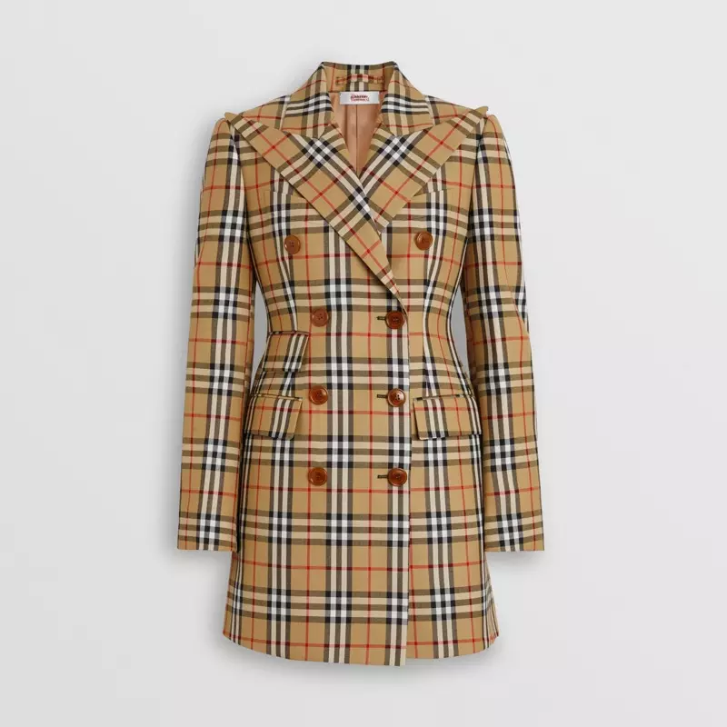 Burberry Vivienne Westwood Vintage Check Wool แจ็คเก็ตกระดุมสองแถว $1,590