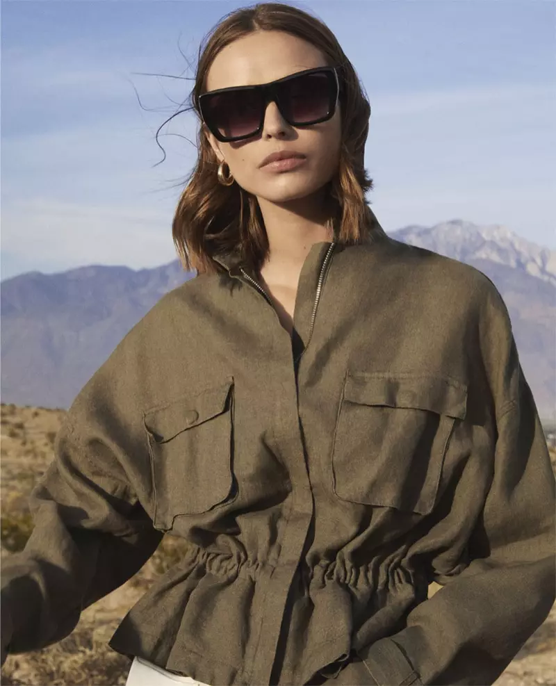 Zara quadratesch Sonnebrëller a Kakijacket