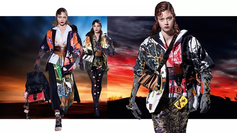 Prada'nın 2016 sonbahar-kış kampanyasında Sasha Pivovarova, Marina Perez ve Natalie Westling rol alıyor