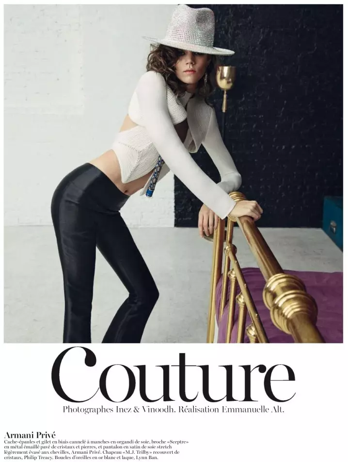 Freja Beha Erichsen anatamba katika Couture kwa Vogue Paris Mei 2013 na Inez & Vinoodh