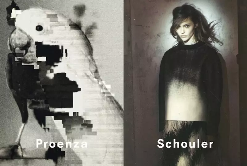 Sasha Pivovarova poséiert fir Proenza Schouler Hierscht 2013 Campagne