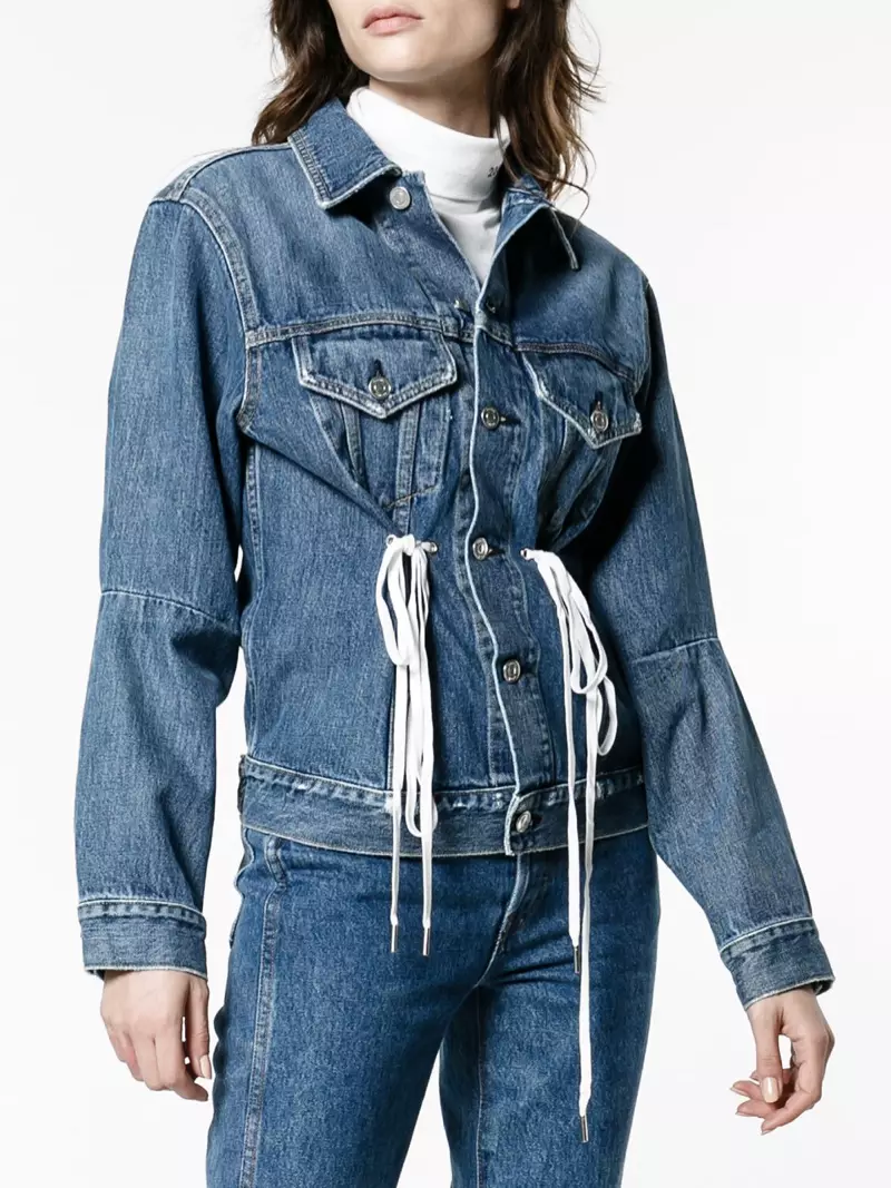 Proenza Schouler PSWL Denim-Jako kun Ŝnura Talio $662