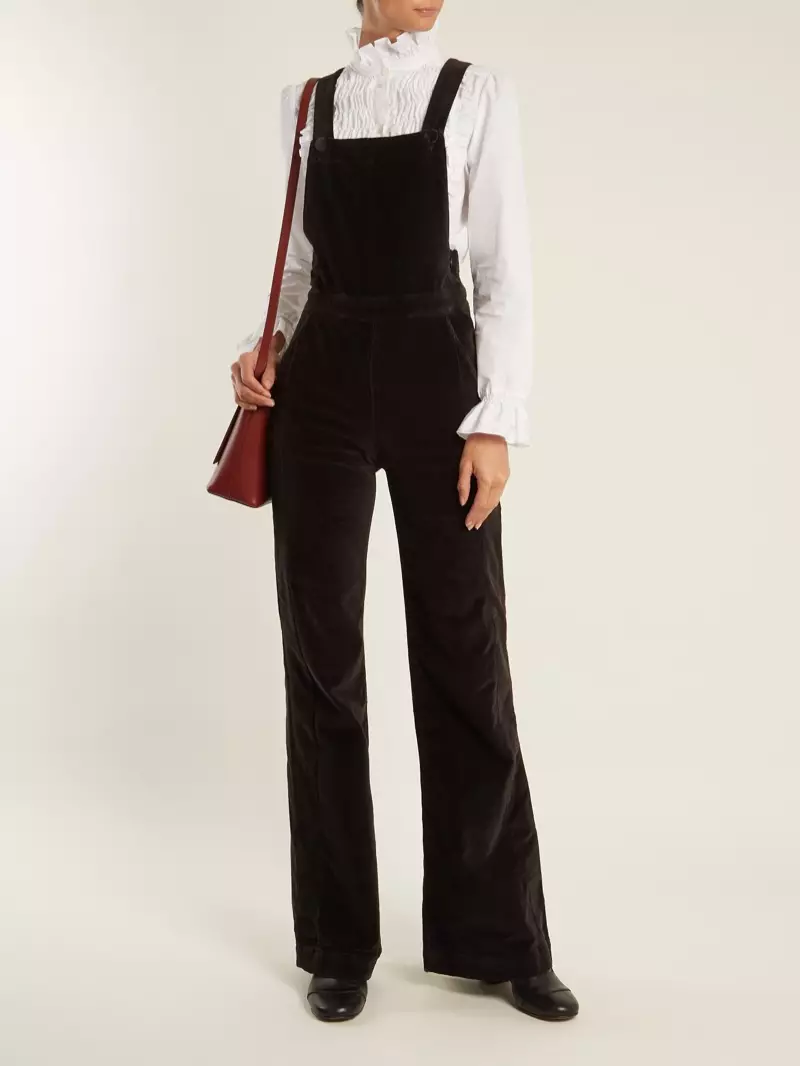 FRAME Flared-Leg Velvet Overall $335