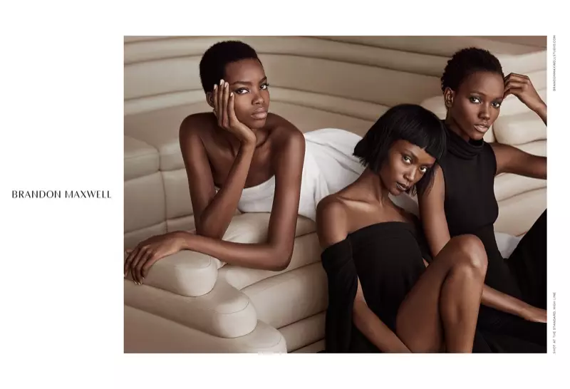 Herieth Paul, Leila Nda na Maria Borges nyota katika kampeni ya Brandon Maxwell majira ya baridi-baridi 2016.