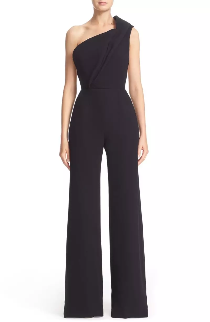 Brandon Maxwell One-Shoulder Wide Leg Jumpsuit