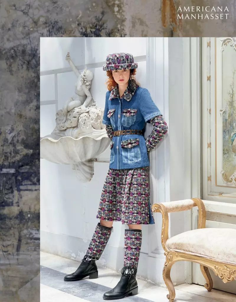 Americana Manhasset jesen 2016: Chanel jakna, krilo, škornji in klobuk