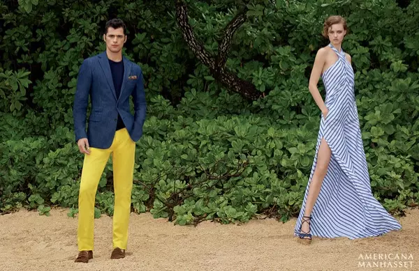 Lindsey Wixson kaj Sean O'Pry modelo Ralph Lauren por la printempo 2016 kampanjo de Americana Manhasset