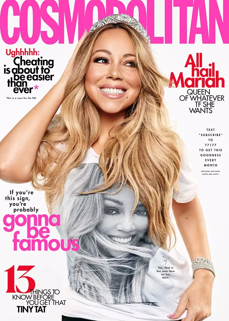 Mariah Carey ar glawr Awst 2019 Cosmopolitan