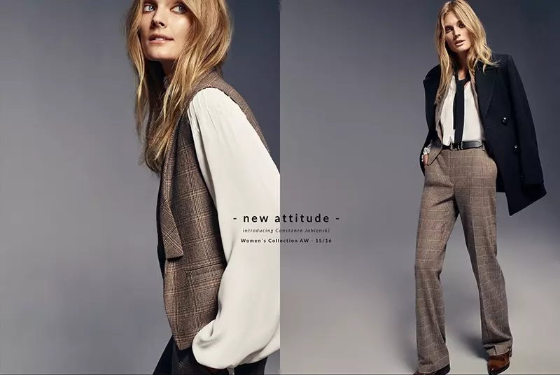 Bintang Constance Jablonski ing koleksi musim gugur-musim dingin 2015 Massimo Dutti