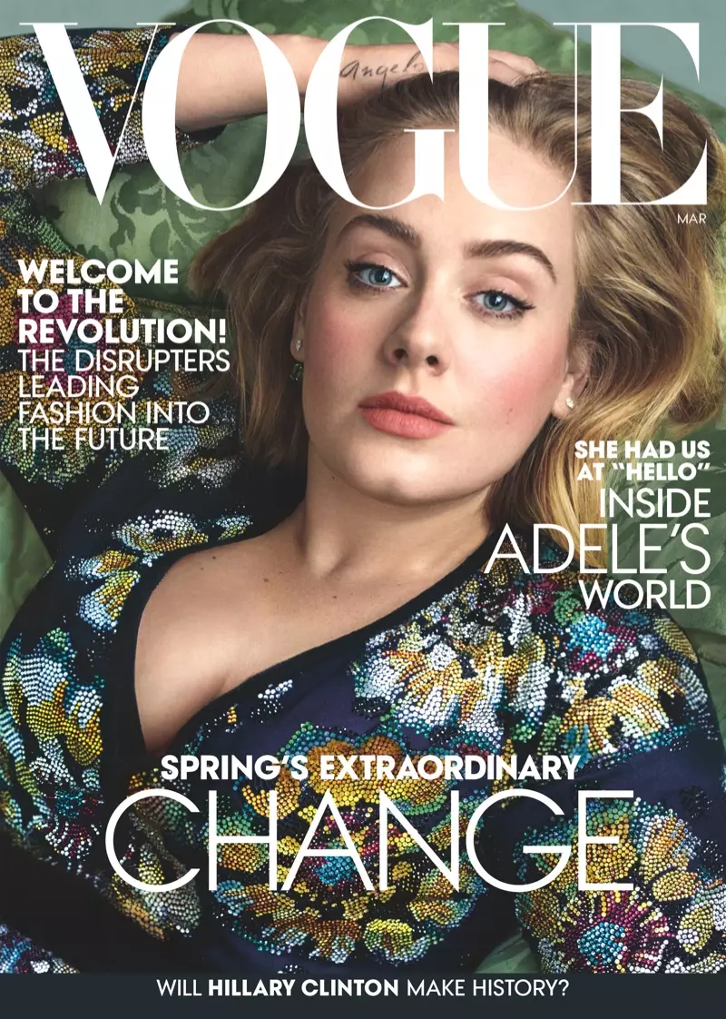 Adele op Vogue Magazine Maart 2016 voorblad. Foto: Annie Leibovitz/VOGUE