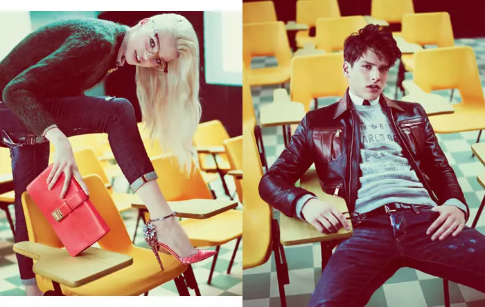 Daphne Groeneveld、Bette Franke 和 Frida Aasen 重返校園，參加 Mert & Marcus 的 DSquared2 2012 年秋季活動