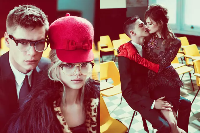 Daphne Groeneveld, Bette Franke e Frida Aasen tornano a scuola per la campagna autunno 2012 di DSquared2 di Mert & Marcus