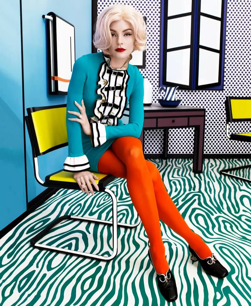 Jessica Stam Yipada sinu Pop Art fun Harper ká Bazaar