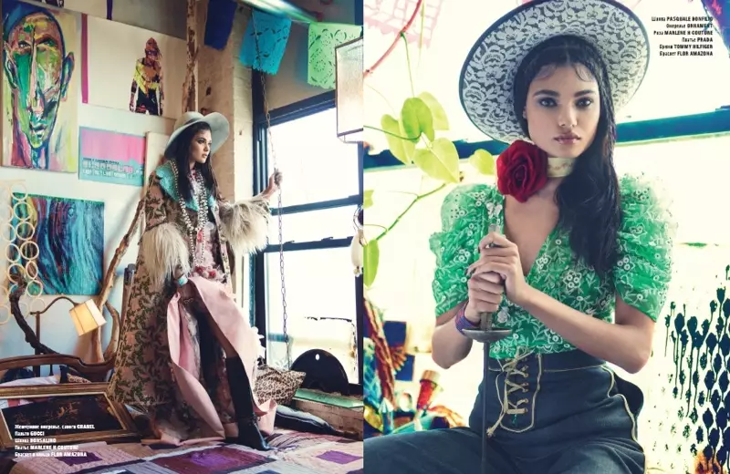 Manekenka Daniela Braga pozira u eklektičnom izgledu za modni editorijal