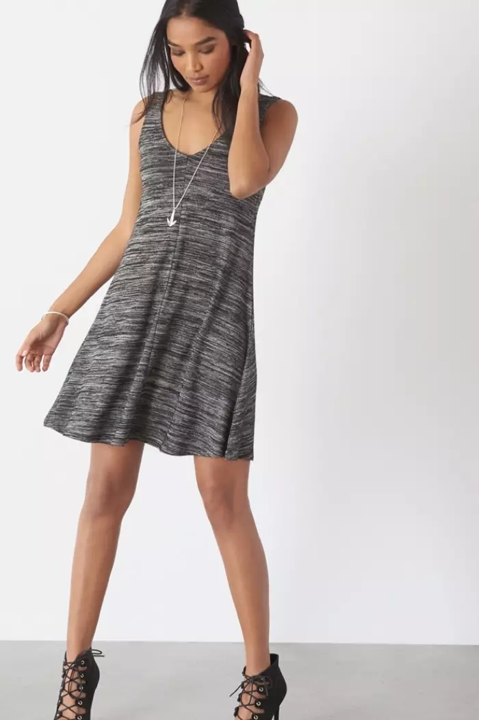 Dynamite Gray Knit Flare Dress