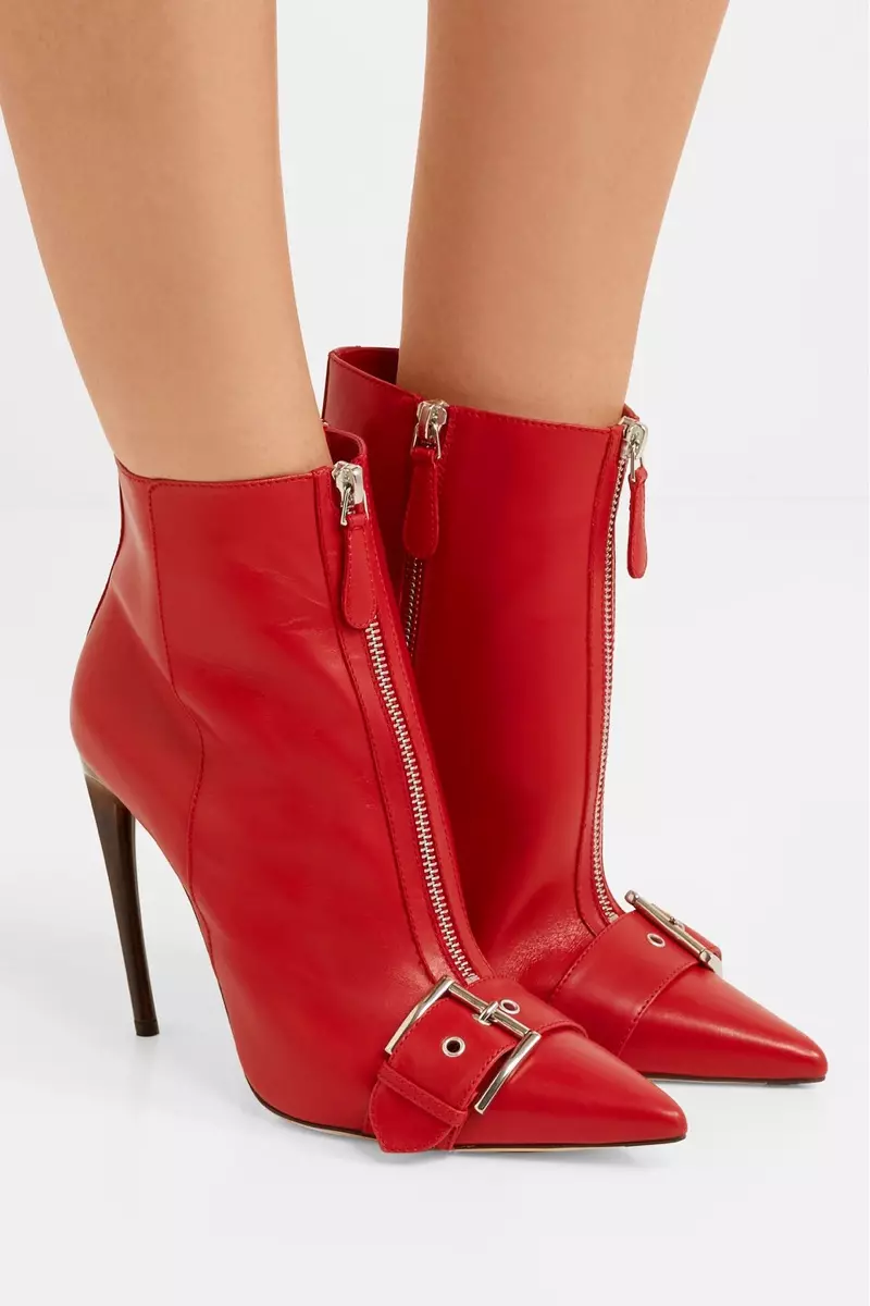 Aleksandra McQueen Buckled Leather Ankle Boots $756 ($1,260 teo aloha)