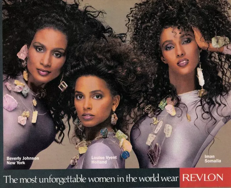 Beverly Johnson၊ Louise Vyent နှင့် Iman တို့သည် 1980s Revlon Ad