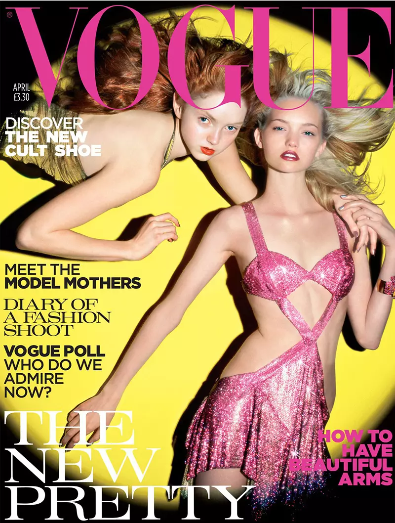 Gemma Ward & Lily Cole na Vogue UK mkpuchi Eprel 2004