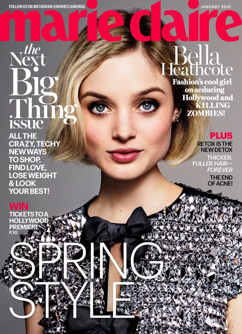 Bella Heathcote na portada de Marie Claire de xaneiro de 2016