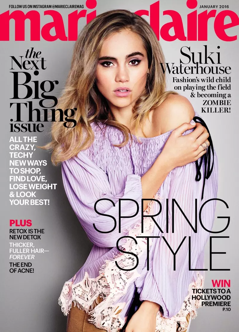 Suki Waterhouse na obálce Marie Claire z ledna 2016