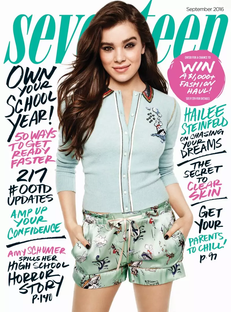 Hailee Steinfeld cobreix el número de setembre de 2016 de la revista Seventeen.
