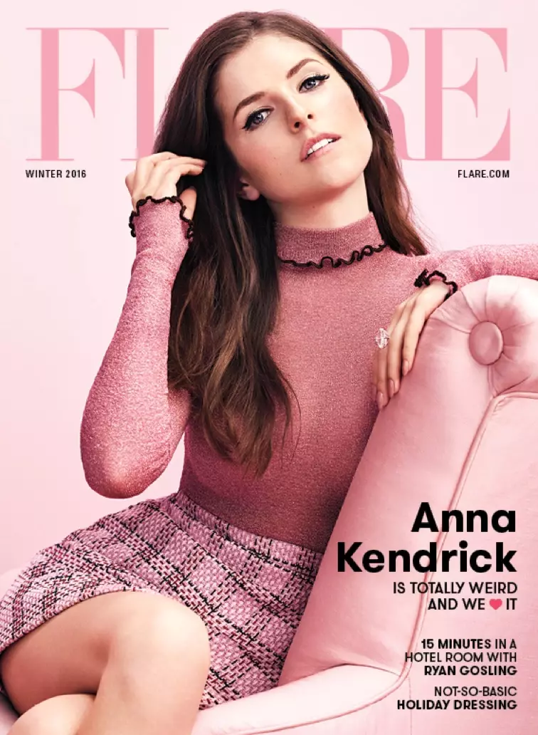 Anna Kendrick žurnalo FLARE 2016 m. žiemos viršelyje