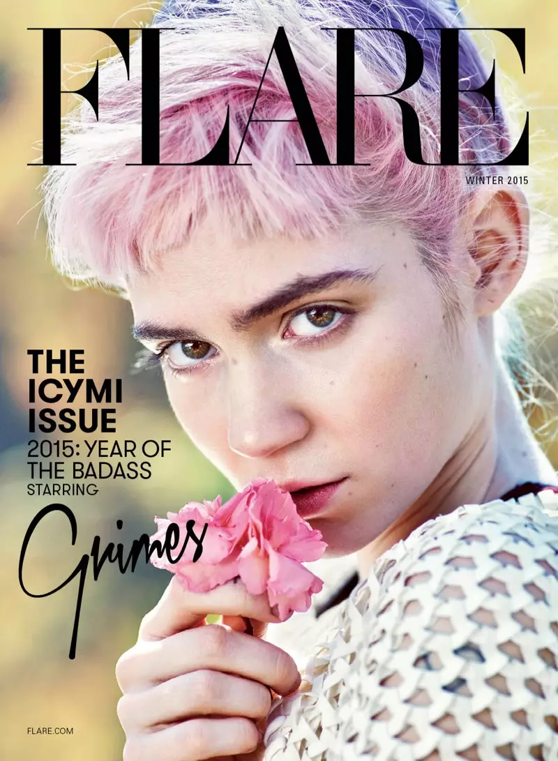 Grimes Pink Hair Flare Winter 2015 Shoot