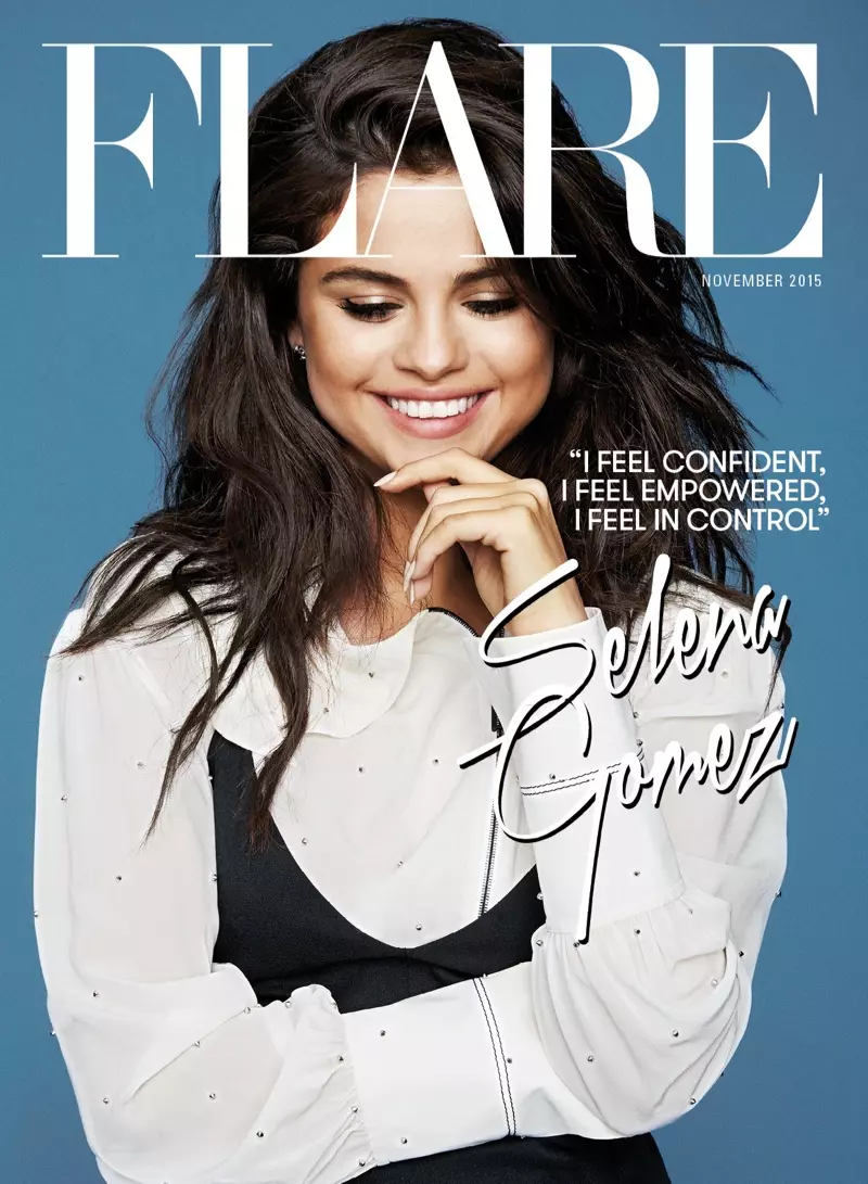 Selena Gomez leva un vestido Louis Vuitton na portada de FLARE