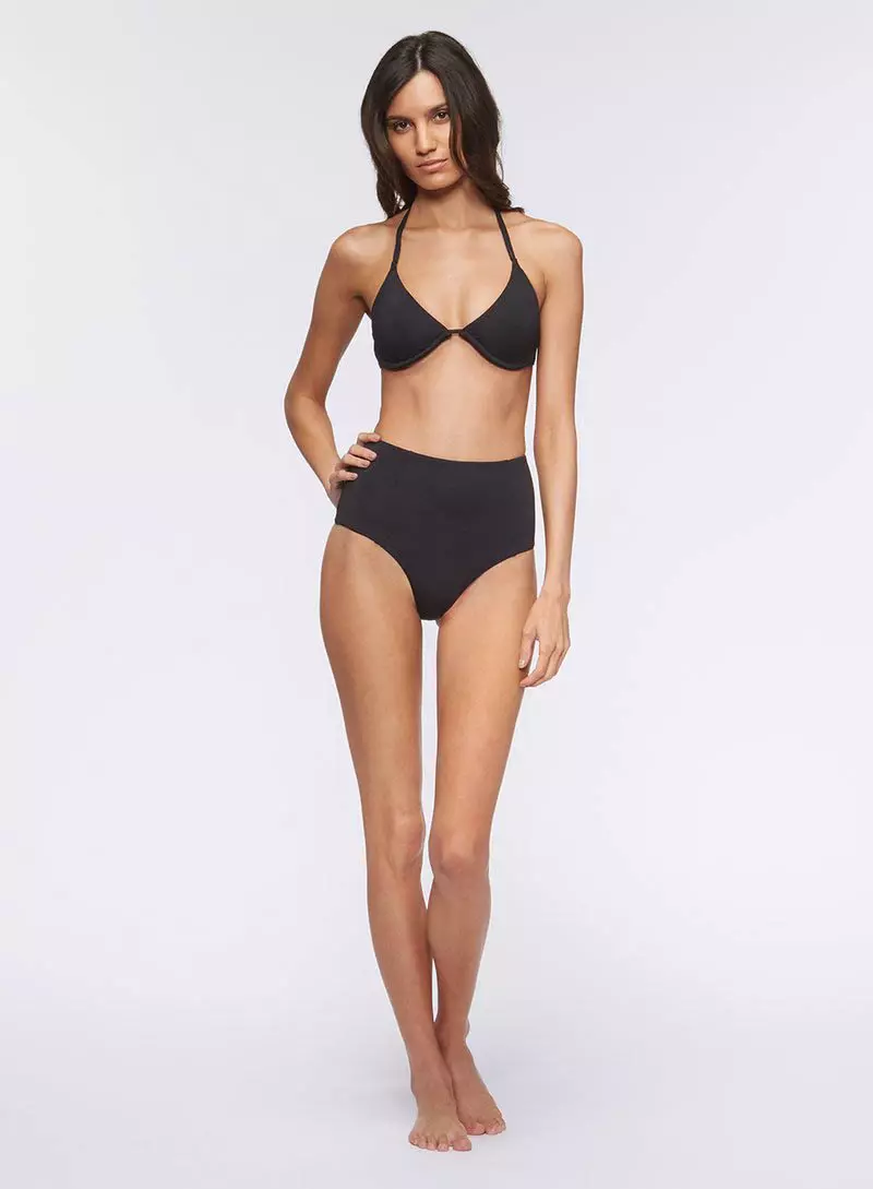 Rebecca Minkoff Rebecca Triangle Swim Top $100 និង Heidi High Waisted Swim Bottom $75