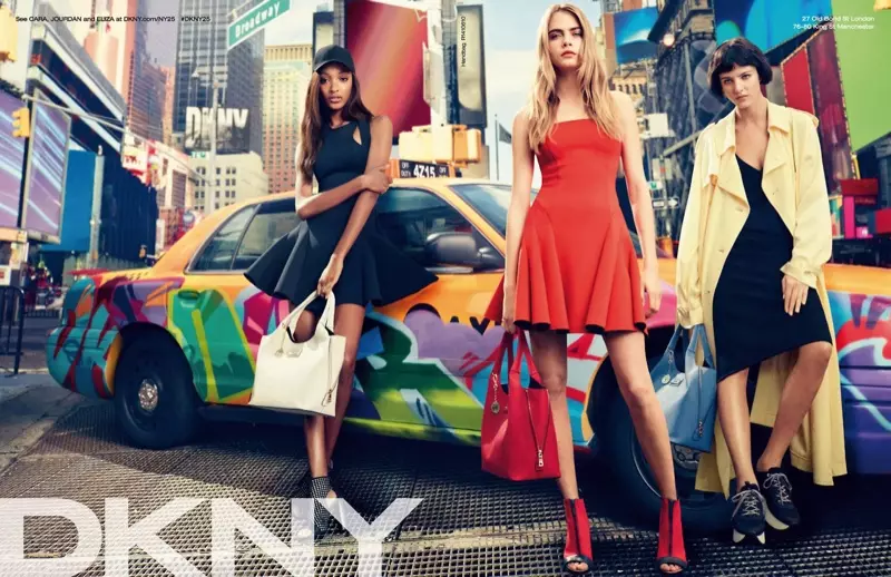 Cara Delevingne, Jourdan Dunn + Eliza Cummings DKNY:n kevään 2014 mainoksille