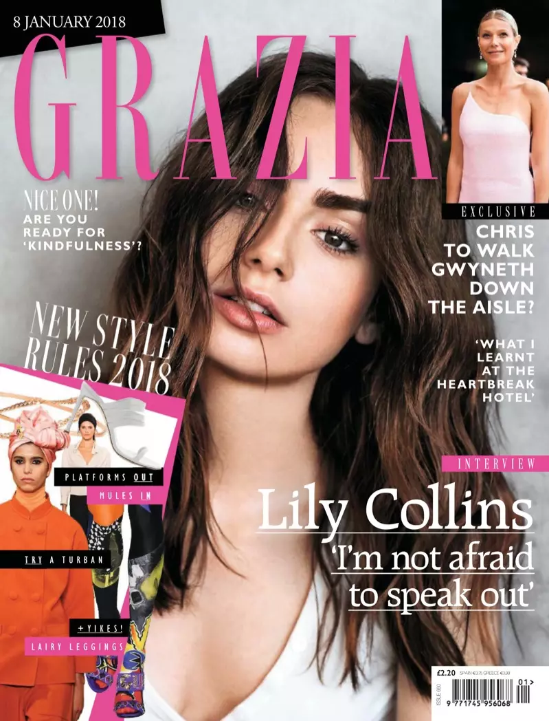 Lily Collins sa Grazia UK Enero 8, 2018 Cover