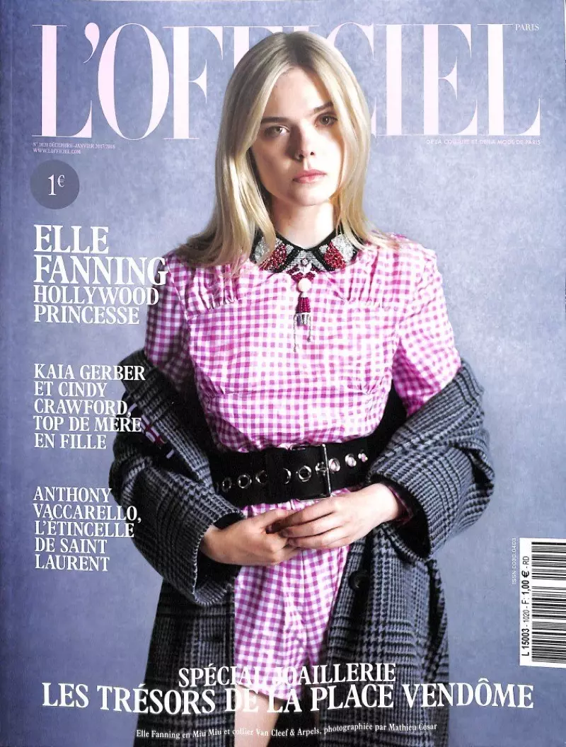 Elle Fanning a L'Officiel Paris-ban 2017. december-január.18 Borító